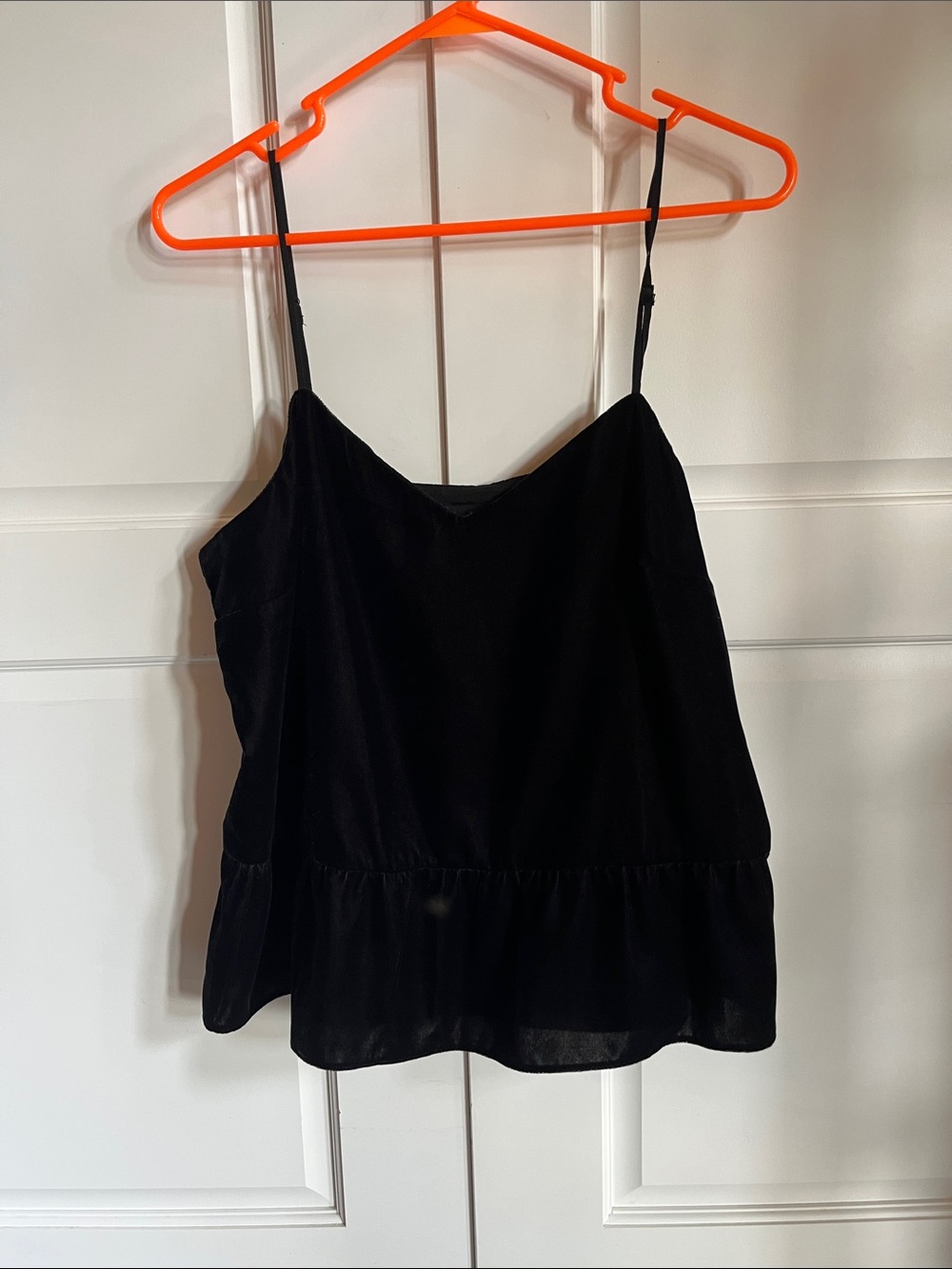J Crew Black velvet Spaghetti Strap Peplum Tank Top - Women